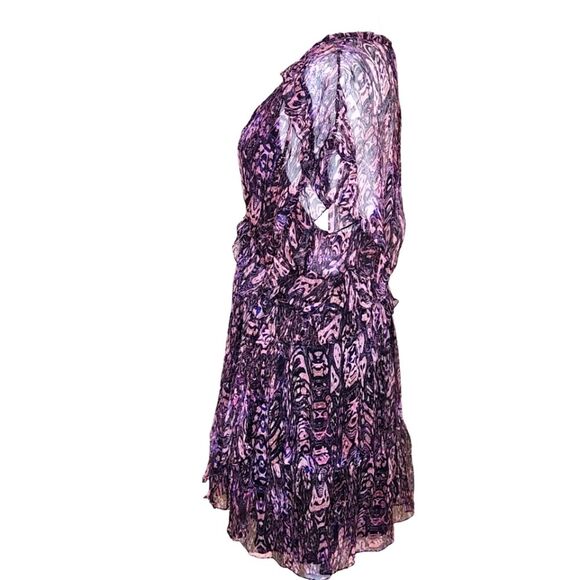 IRO Gilio Ruffled Chiffon Dress Pink Purple Black Sheer Layered Size 36/US 6 - Picture 6 of 15